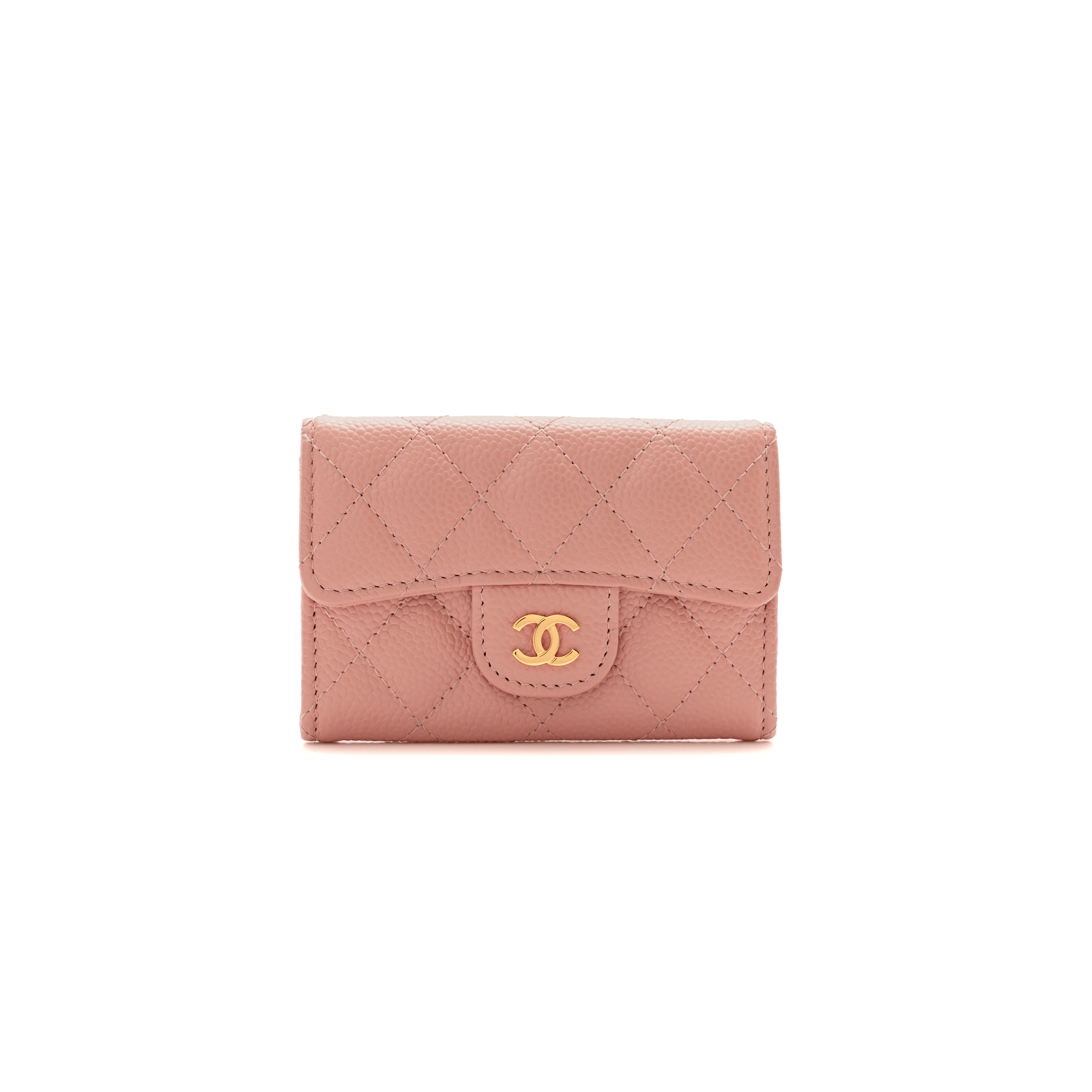 CHANEL CAVIAR QUILTED FLAP CARD HOLDER WALLET LIGHT PINK AP0214 (11.3*7.5*2.5cm)